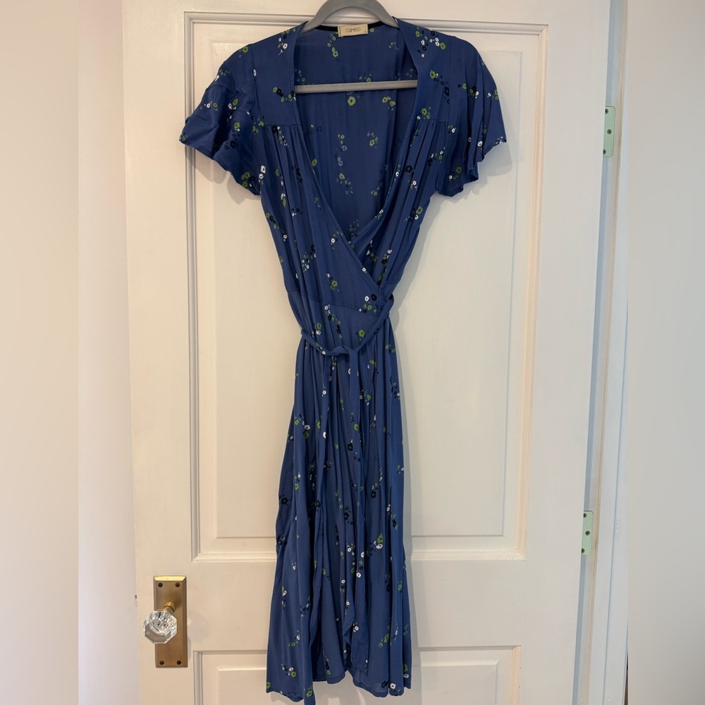 Blue Floral Wrap Dress